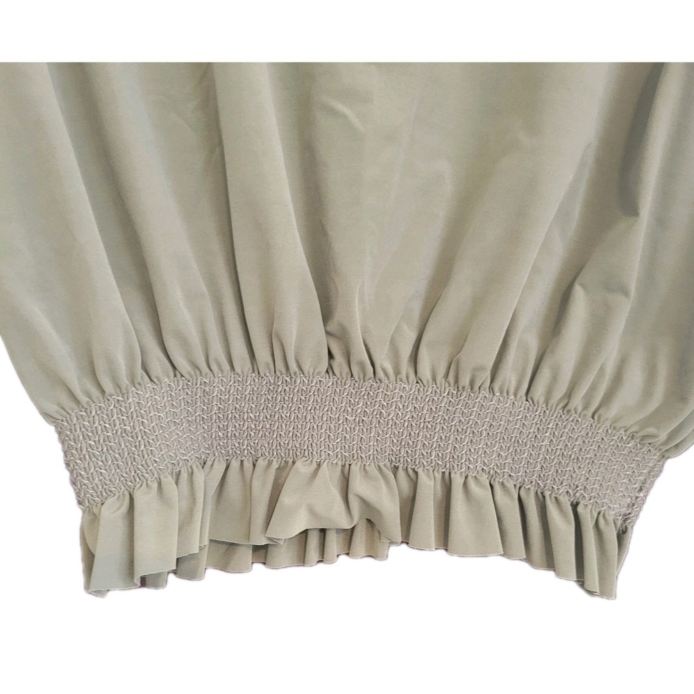 Zara Long Sleeve Crop Shirt M Olive Green Trendy Casual Boho Romantic - Picture 3 of 7